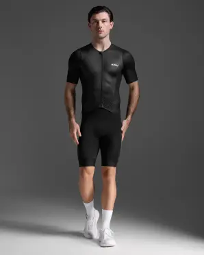 2XU Aero Hex Sleeved Trisuit Schwarz/Weiss Heren  