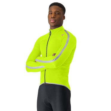 Castelli Ultra rain cape lange mouw electric lime/silver reflex 