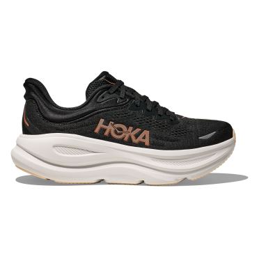 Hoka Bondi 9 Laufschuhe schwarz/rosa gold Damen 