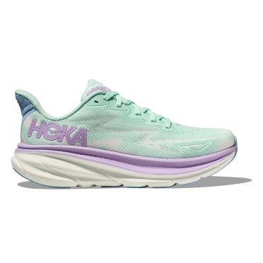 Hoka Clifton 9 wide Laufschuhe Grun/Lila Damen 