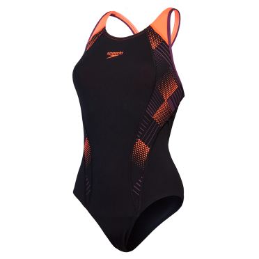 Speedo eco+ placem laneback Schwarz/Violett damen 